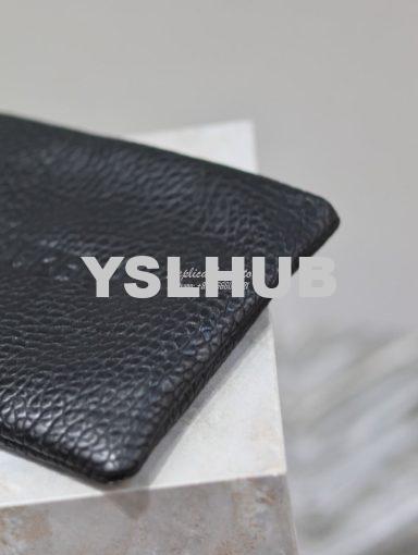 Replica Saint Laurent YSL Logo-Debossed Textured-Leather Pouch In Lamb 17
