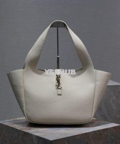 Replica YSL Saint Laurent Bea In Grained Leather 763435 White