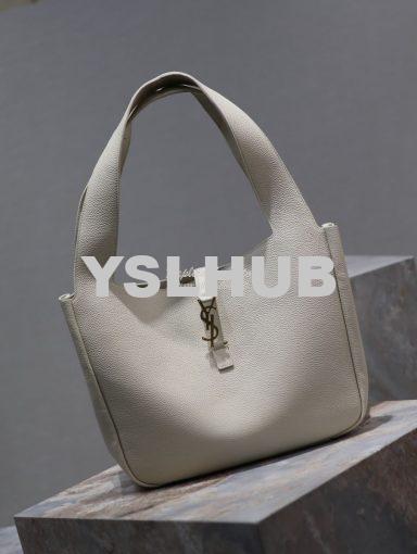 Replica YSL Saint Laurent Bea In Grained Leather 763435 White 5