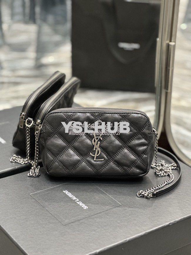 Replica Saint Laurent YSL Becky Double-Zip Pouch in Quilted Lambskin 6 13