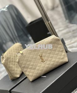 Replica YSL Saint Laurent Gaby Cosmetic Pouch In Quilted Leather 73395 2