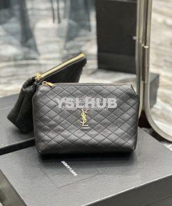 Replica YSL Saint Laurent Gaby Cosmetic Pouch In Quilted Leather 73395
