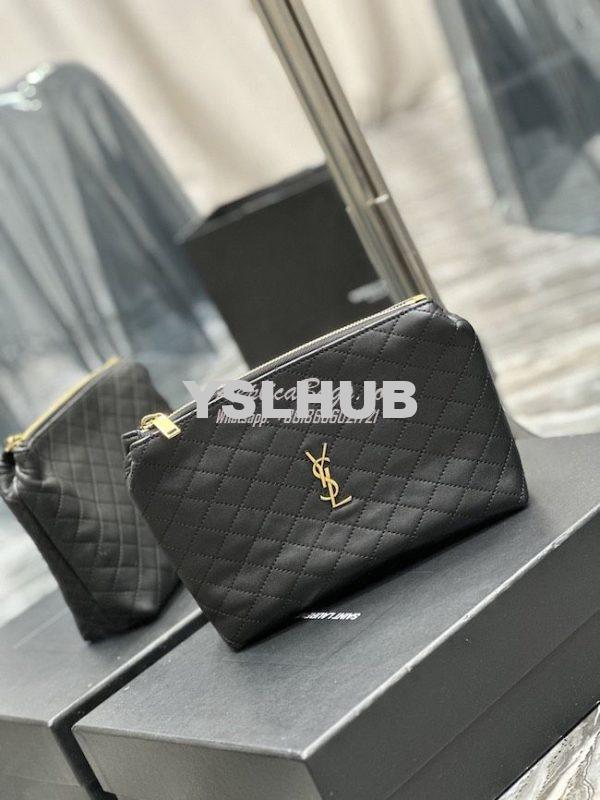 Replica YSL Saint Laurent Gaby Cosmetic Pouch In Quilted Leather 73395 3
