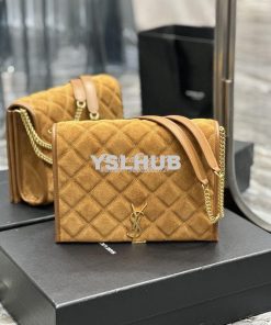 Replica YSL Saint Laurent Becky Mini Chain Bag In Carré-Quilted Suede