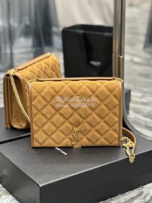 Replica YSL Saint Laurent Becky Mini Chain Bag In Carré-Quilted Suede 2