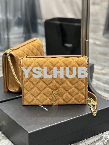 Replica YSL Saint Laurent Becky Mini Chain Bag In Carré-Quilted Suede 2