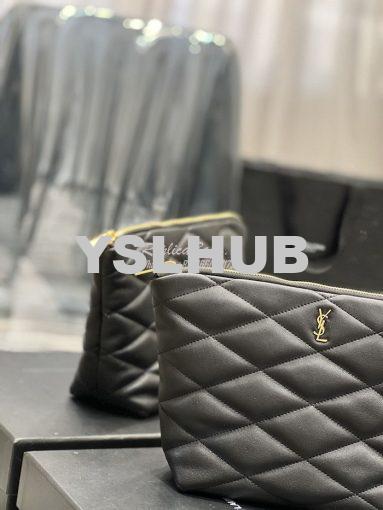 Replica YSL Saint Laurent Sade Pouch In Quilted Lambskin 6967791 Black 3