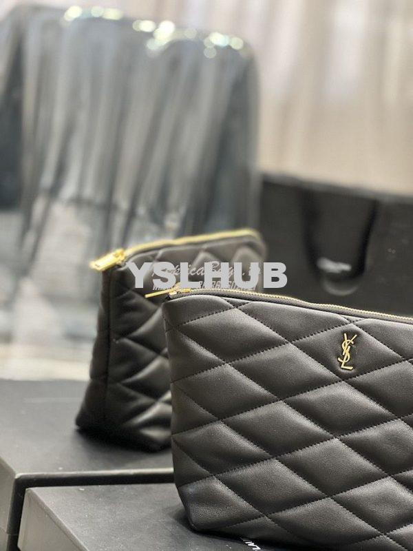 Replica YSL Saint Laurent Sade Pouch In Quilted Lambskin 6967791 Black 3