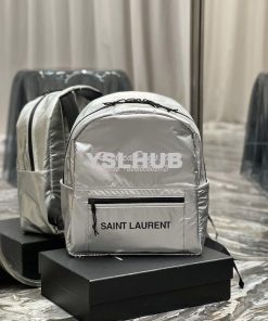 Replica YSL Saint Laurent Nuxx Backpack In Metallized Nylon 623698 Pla 2