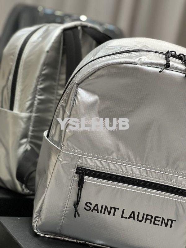 Replica YSL Saint Laurent Nuxx Backpack In Metallized Nylon 623698 Pla 4