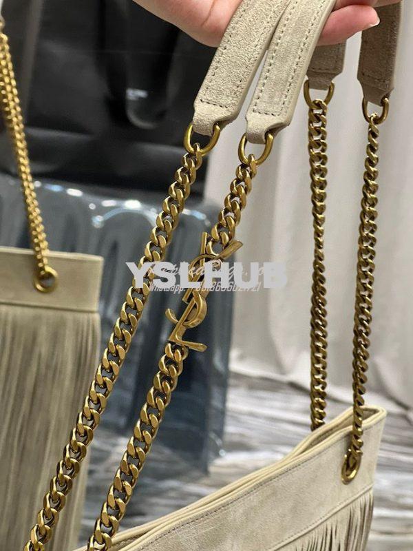 Replica YSL Saint Laurent Grace Large Hobo Bag In Suede 6337521 Taupe 7