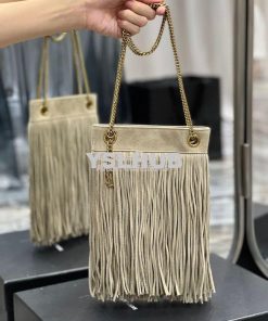 Replica YSL Saint Laurent Grace Small Chain Bag In Suede 6337530 Taupe