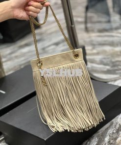 Replica YSL Saint Laurent Grace Small Chain Bag In Suede 6337530 Taupe 2