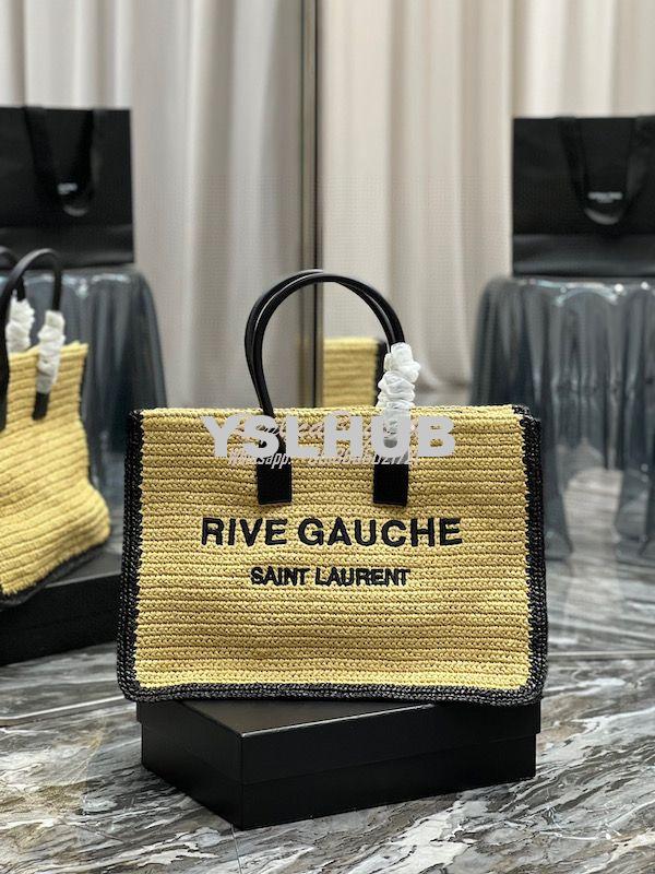 Replica YSL Saint Laurent Rive Gauche Tote Bag In Raffia And Leather 6