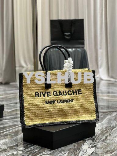 Replica YSL Saint Laurent Rive Gauche Tote Bag In Raffia And Leather 6 2