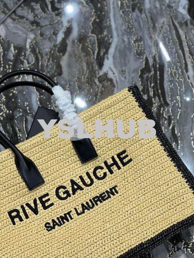 Replica YSL Saint Laurent Rive Gauche Tote Bag In Raffia And Leather 6 4