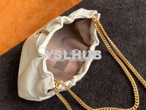 Replica YSL Saint Laurent PacPac Ruched Leather Hobo Bag 681632 White 8