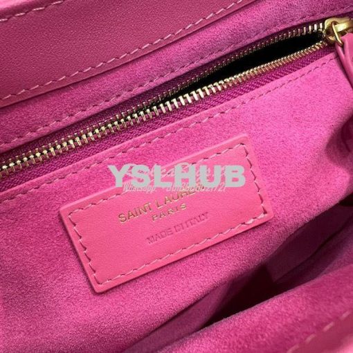 Replica YSL Saint Laurent Le 5 à 7 hobo bag in Pink calfskin Smooth le 12