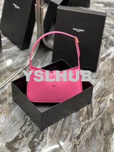 Replica YSL Saint Laurent Le 5 à 7 hobo bag in Pink calfskin Smooth le 14
