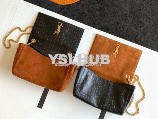 Replica YSL Saint Laurent Medium Kate Bag In Brown Suede And Black Cro 6