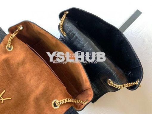 Replica YSL Saint Laurent Medium Kate Bag In Brown Suede And Black Cro 8