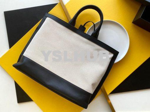 Replica YSL Saint Laurent Shopping Tag Cabas Linen Tote Bag 619757 5