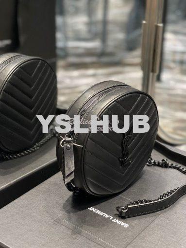 Replica YSL Yves Saint Laurent Vinyle Round Camera Bag In Chevron-quil 4