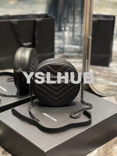 Replica YSL Yves Saint Laurent Vinyle Round Camera Bag In Chevron-quil 9