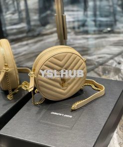Replica YSL Yves Saint Laurent Vinyle Round Camera Bag In Chevron-quil 2