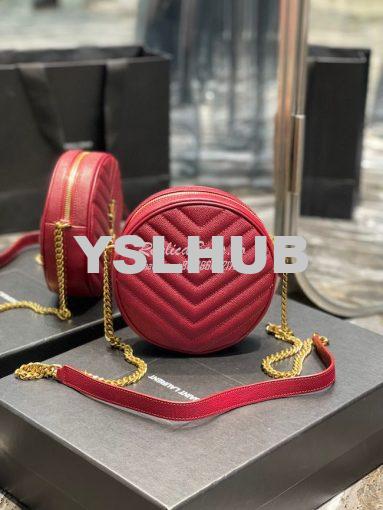 Replica YSL Yves Saint Laurent Vinyle Round Camera Bag In Chevron-quil 7