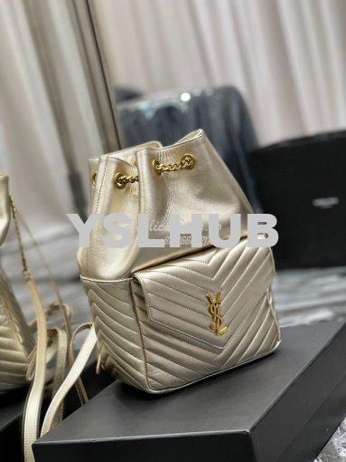 Replica YSL Saint Laurent Joe Backpack In Lamé Leather 672609 Champagn 2