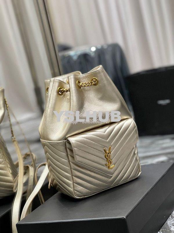 Replica YSL Saint Laurent Joe Backpack In Lamé Leather 672609 Champagn 2