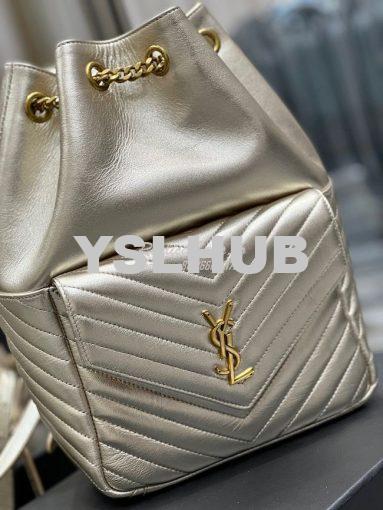 Replica YSL Saint Laurent Joe Backpack In Lamé Leather 672609 Champagn 3