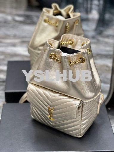Replica YSL Saint Laurent Joe Backpack In Lamé Leather 672609 Champagn 4