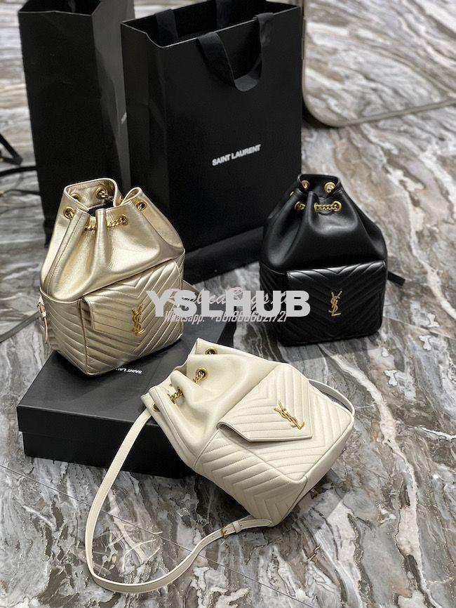 Replica YSL Saint Laurent Joe Backpack In Lamé Leather 672609 Champagn 15