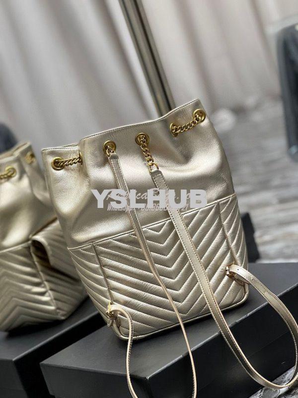 Replica YSL Saint Laurent Joe Backpack In Lamé Leather 672609 Champagn 11