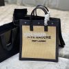 Replica YSL Saint Laurent Rive Gauche N/s Shopping Bag In Linen And Co 11