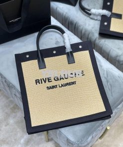 Replica YSL Saint Laurent Rive Gauche N/s Shopping Bag In Felt And Lea 2