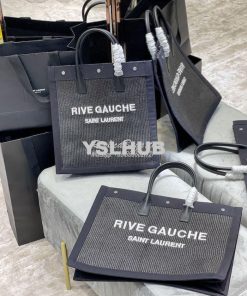 Replica YSL Saint Laurent Rive Gauche N/s Shopping Bag In Felt And Lea
