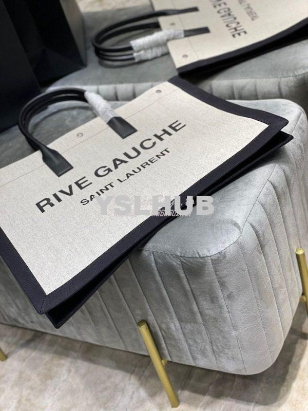 Replica YSL Saint Laurent Rive Gauche Tote Bag In Linen And Leather 49 4