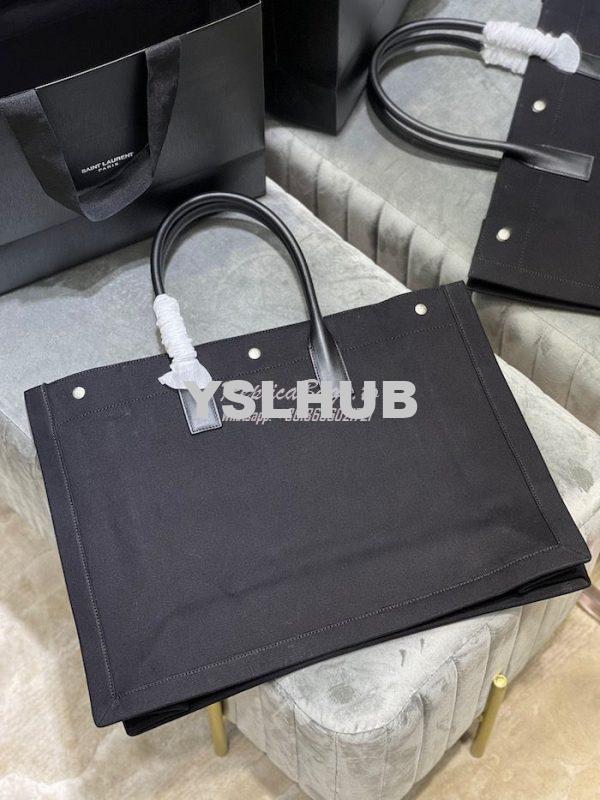 Replica YSL Saint Laurent Rive Gauche Tote Bag In Linen And Leather 49 8