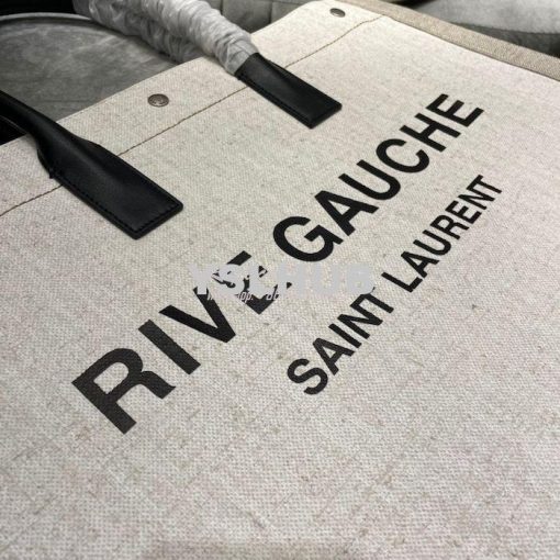 Replica YSL Saint Laurent Rive Gauche Tote Bag In Linen And Leather 49 5