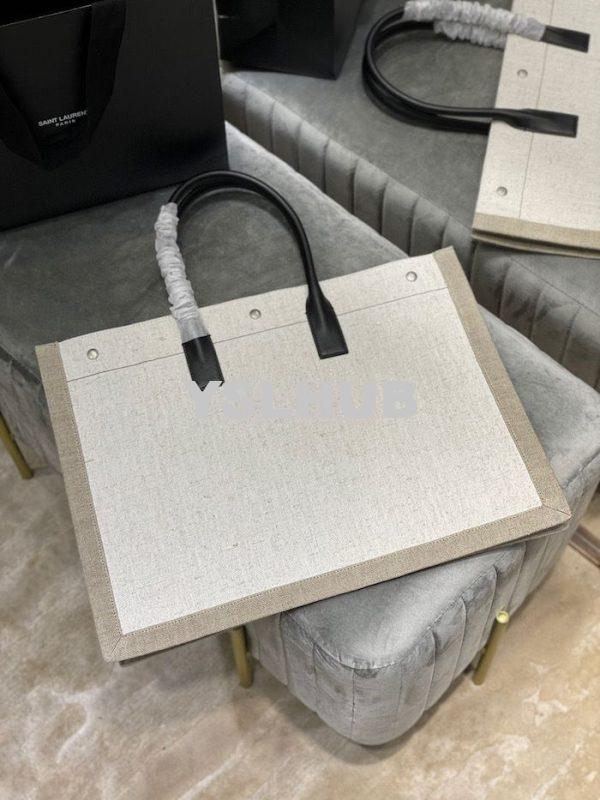 Replica YSL Saint Laurent Rive Gauche Tote Bag In Linen And Leather 49 7