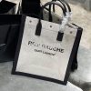 Replica YSL Saint Laurent Rive Gauche Tote Bag In Linen And Leather 49 11