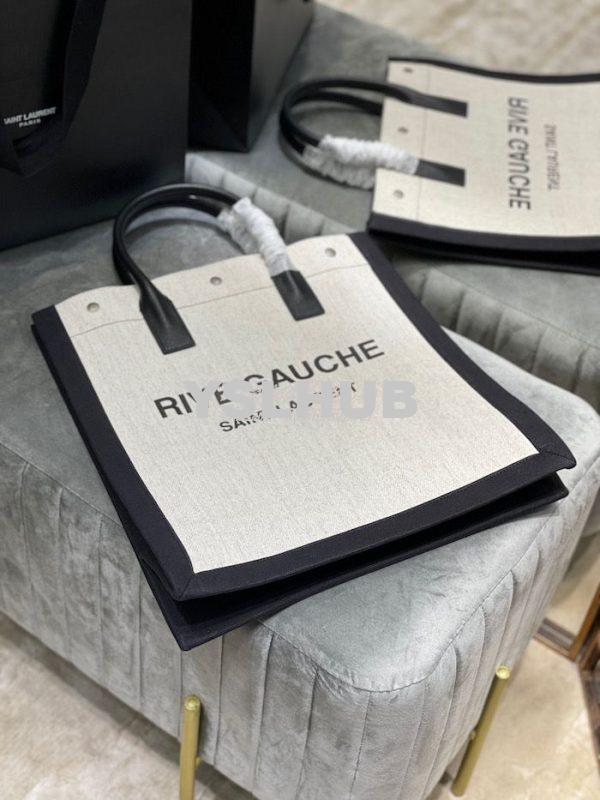 Replica YSL Saint Laurent Rive Gauche N/s Shopping Bag In Linen And Co 3