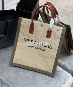Replica YSL Saint Laurent Rive Gauche N/s Shopping Bag In Linen And Co