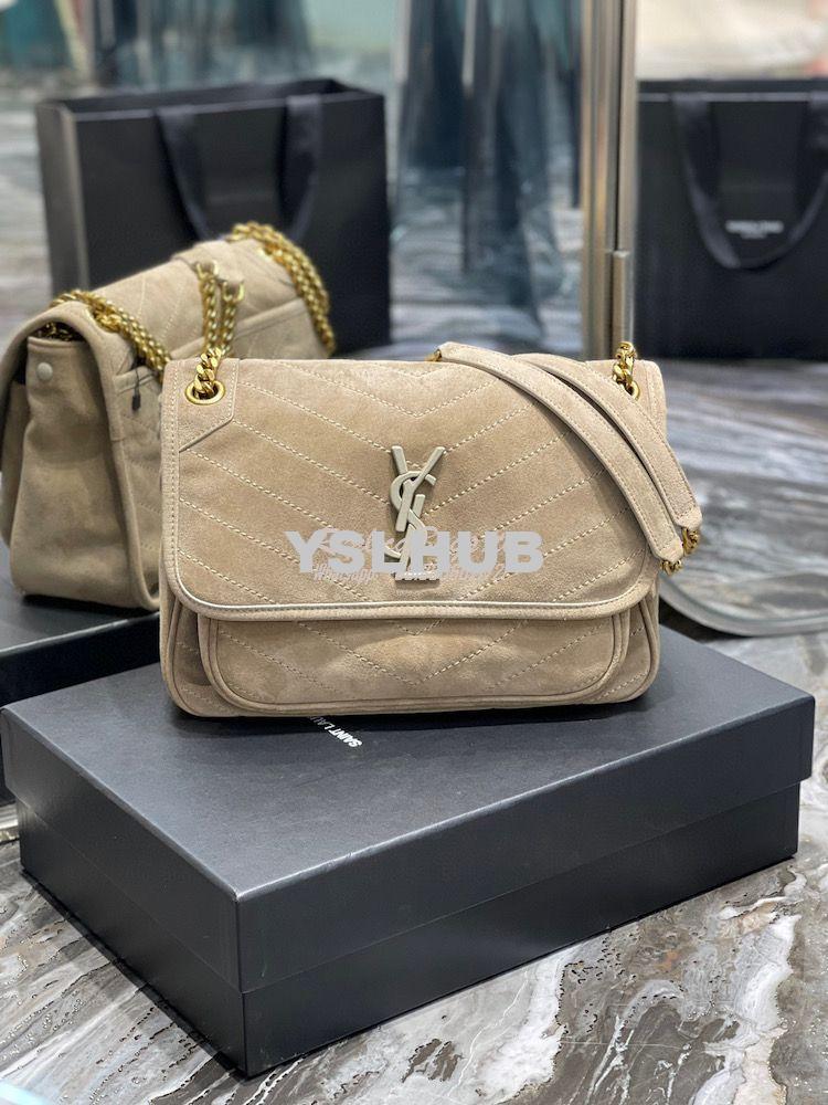 Replica YSL Saint Laurent Niki Medium In Quilted Suede And Smooth Leat 14