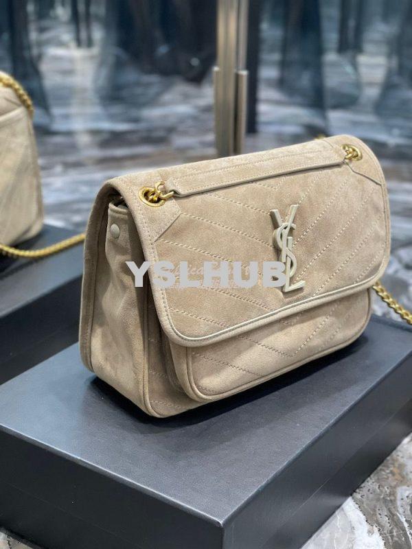 Replica YSL Saint Laurent Niki Medium In Quilted Suede And Smooth Leat 4