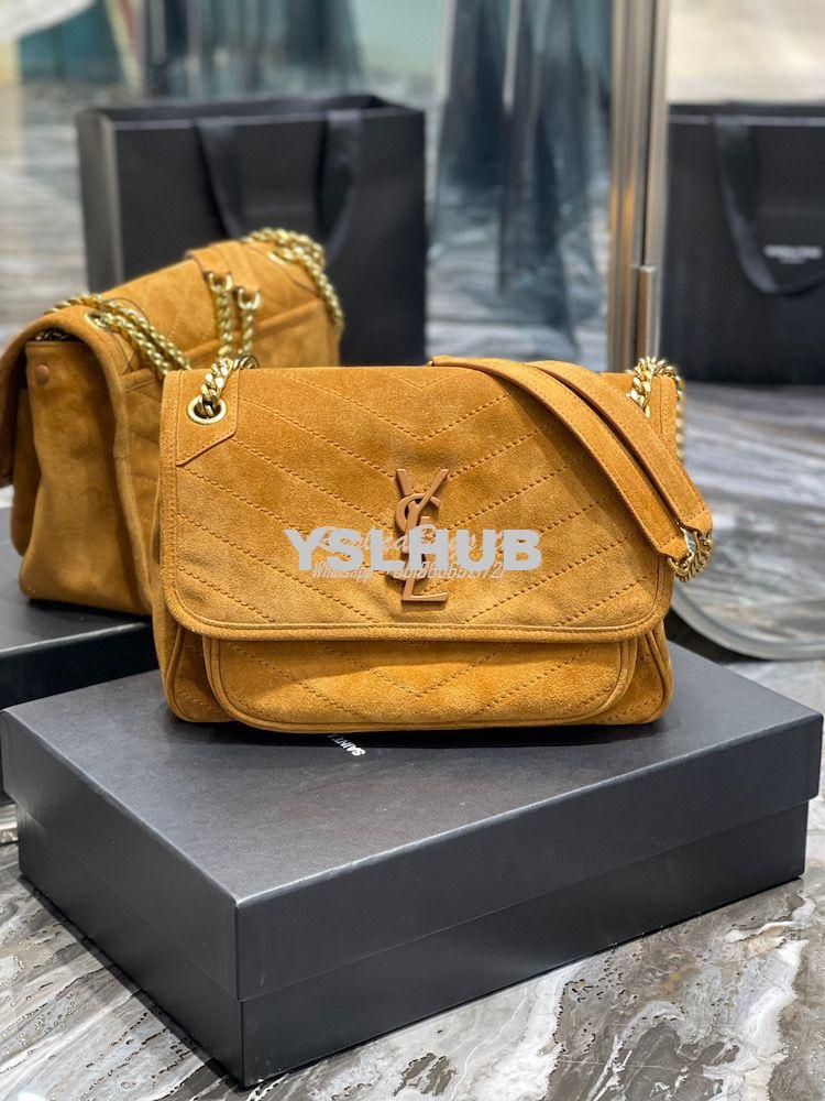 Replica YSL Saint Laurent Niki Medium In Quilted Suede And Smooth Leat 12