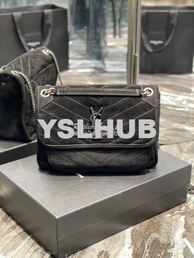 Replica YSL Saint Laurent Niki Medium In Quilted Suede And Smooth Leat 2